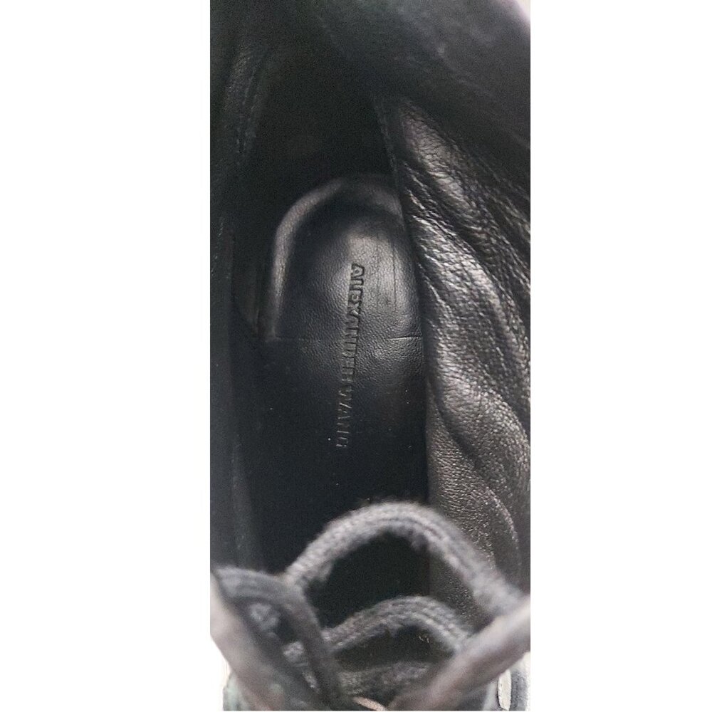 Alexander Wang Black Leather Ankle Lace Up Moto Boots Booties Size US 6.5 - Picture 8 of 14